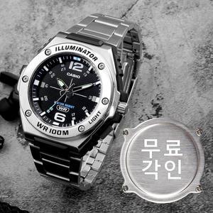 무료각인 카시오 MWA-100HD-1A 다이버 스포츠 방수 아날로그 남자 메탈 시계 a