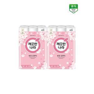 [하프클럽/깨끗한나라]깨끗한나라 벚꽃 로맨틱 롤화장지 27m 30롤 x 2팩