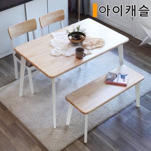 [아이캐슬]스칼라 화이트 원목 벤치 4인 식탁세트(무료배송)