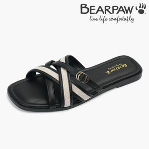 (여성) FRANCES 프란세스 BEARPAW 블랙 린넨 버클 스트랩 슬리퍼 K2969001RB-W