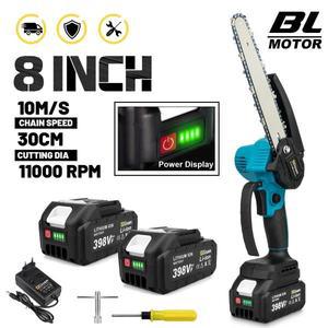 Gisam 8인치 브러시리스 전기 톱 휴대용 목재 로깅 정원 Makita 18V 배터리 핀용 나무 도구 가지 치기