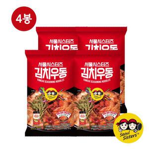 서울시스터즈 김치우동 봉지면 밀키트 캠핑용 얼큰 캠핑요리, 204g, 4봉