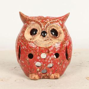 귀여운 부엉이 레드 캔들홀더(중) /7 도자기인형 촛대 소품 장식소품 인테리어소품 예쁜도자기 동물인형 장