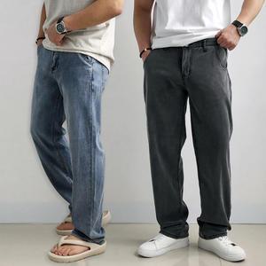 리얼타임 쿨터치 데님 청바지/ 남자 빅사이즈 여름 얇은 시원한 냉감 아이스 스판 세미와이드진 히든밴딩 연청 흑청 블랙진 알렉스로간[2C 8size]