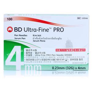 비디 울트라파인 프로 마이크로파인 펜니들 1박스[32G 4mm]+솜 100개 | BD 인슐린 주사기 주사바늘
