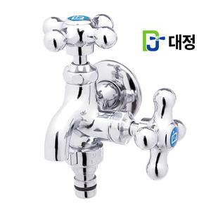 국산 두갈래꼭지 양갈래 수도꼭지 2WAY KS 규격 다용도실 세탁기 연결 원터치 캡 베란다 수전