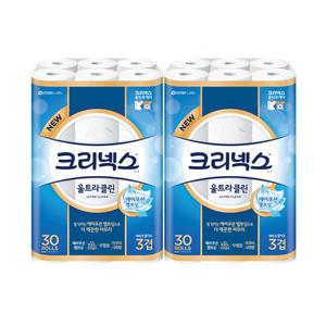 크리넥스 울트라클린 3겹 25m 30롤 2팩 (60롤)