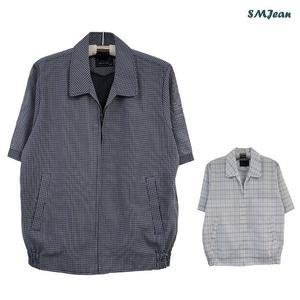SMJ1156 어르신 바람막이 반팔 점퍼 일반핏 린넨st.중년 남성 여름