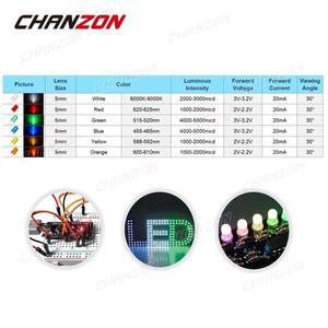 확산 LED 다이오드 키트 전구 발광 모음 세트, DIY 아두이노 PCB 회로, 5mm, 화이트, 레드, 그린, 블루,