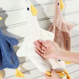 귀여운 오리 캐릭터 고리 수건 주방 핸드 타월 극세사