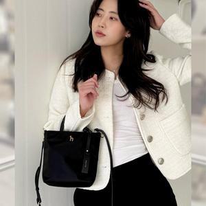 [헤지스](대구신세계)[SAVER] 블랙 나일론 퍼피 로고 나일론 스몰 토트 숄더백 S HIBA5E940BK