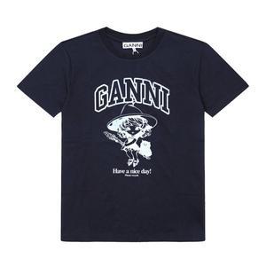 [가니]GANNI T4138 252 마녀 로고 프린트 여성 반팔티