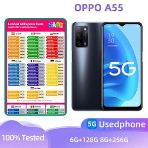 Oppo 중고 휴대폰, A55 5G 안드로이드 CPU, MediaTek Dimensity 700 (MT6833), 6.5 인치 스크린 ROM, 128GB