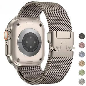 Apple watch 용 밀라노 루프 스트랩 10 9 8 7 41 45mm Ultra/2 49mm iWatch 6543SE 44 40 42mm 벨트 용 남성용 여성용 메탈 밴드