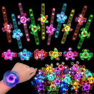 12 Pcs LED 빛나는 Fidget 회 전자 팔찌, 어린이 파티 호의 선물 가방 필러 용품 반환 카니발