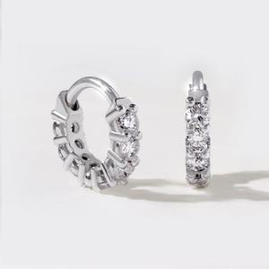 [골드팡] 14k 루비에 랩다이아몬드 테니스 링귀걸이 (3mm)