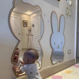 곰 토끼 모양의 거울 아기용 장식 어린이 방 북유럽 가정 공예 사진 소품