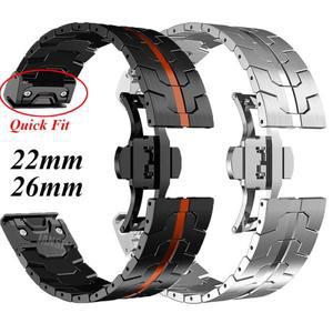 Garmin Fenix 8 7X 7 6X Pro 5X Plus 금속 스트랩 시계줄 포어러너 935 945 955 965 손목 밴드 용 22mm