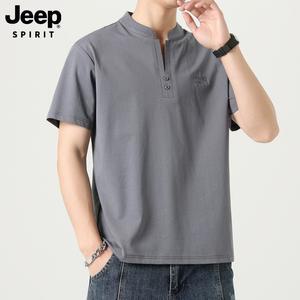 JEEP SPIRIT 남자 반팔티 헨리넥 빅사이즈 오버핏 반팔 여름 카라티