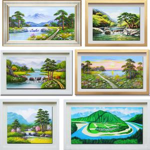 (진품) 명당도 풍수 유화그림 풍경화  일출 풍경 산수 배산임수 생기 현관 거실 사무실 그림  액자