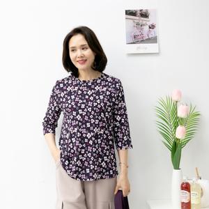 엄마옷마미소 벚꽃라운드셔츠 엄마옷 중년여성 5060 라운드티셔츠 봄티셔츠 기본티셔츠