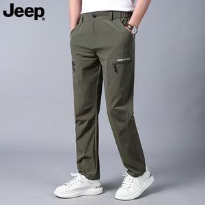 JEEP 지프 남자 스판 카고 바지 봄 여름 밴딩 편한 기능성 작업 등산 팬츠