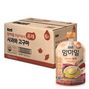 맘마밀 안심이유식 퓨레 사과와 고구마 100g x 20팩SD