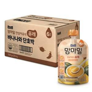 맘마밀 안심이유식6개월퓨레 바나나와단호박100g 20팩