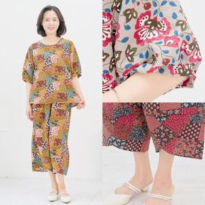 마미소 큰꽃 튤립 바지 상하벌 인조 인견 세트 7부 무늬 엄마 할머니 빅사이즈 40 60 마담 중년 여성 옷