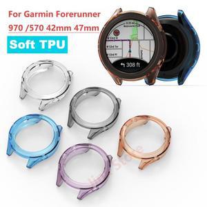호환품 가민 호환 포러너 970 570 42mm 47mm용 소프트 TPU 실리콘 보호 케이스 스마트 호환워치 스트랩 쉘