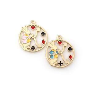 싼비즈 [7053-06]에폭펜던트 토끼시계라운드 20x23mm ,1개