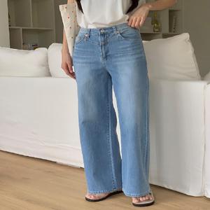 6577 스판 속밴딩 세미와이드 데님 (one color)