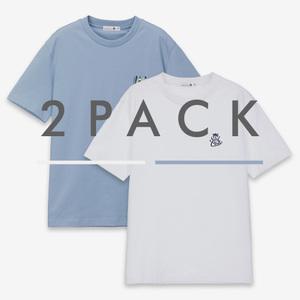 [ 2PACK] 베이직하우스 고밀도 무지+그래픽 반팔티셔츠