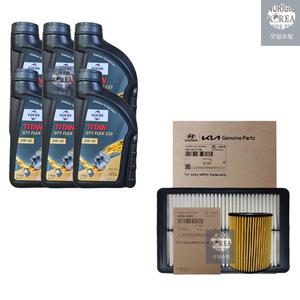 K7 프리미어 2.5 가솔린 훅스 타이탄 GT1 플렉스 C23 5W30 5L SP 순정 필터 엔진오일세트