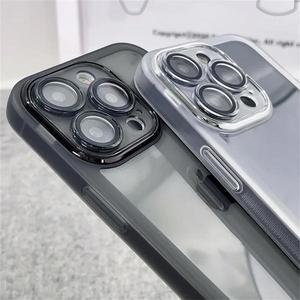충격 방지 실리콘 범퍼 투명 전화 케이스 iPhone 16 15 14 13 12 11 Pro Max X XR XS 카메라 보호 투명 커