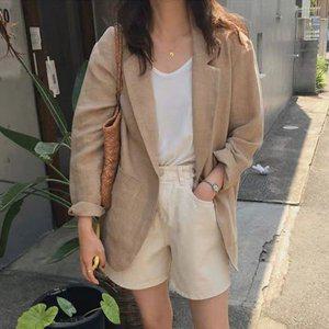 내추럴 린넨 데일리 자켓 루즈핏 마자켓 여름자켓 캐 (WFGU2GL)