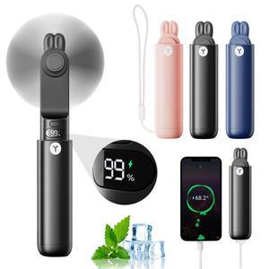 휴대용 미니 선풍기 USB 충전식 소형 포켓 선풍기 배터리 작동 선풍기 보조배터리 2 in 1 접이식 휴대용 선