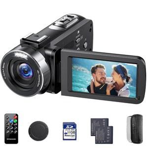 캠월드 4K 비디오 카메라 캠코더 42MP 유튜브 브이로그 18X 디지털 줌 웹캠 3.0인치 270도 회전 스크린 캠코더, 32G SD 카드 및 충전 중 배터리 2개 녹화 가능