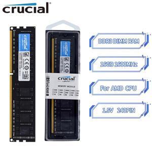 AMD CPU 마더보드 메모리 Ram 240핀 1.5V PC RAM 모듈용 Crucial DDR3 16GB 1600MHz PC3-12800