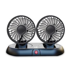 유니콘 지니큐 FC-200A 3단 2팬 듀얼 차량용 접이식 선풍기 BLDC모터 5엽날개 상하죄우 각도 USB-A 서큘레