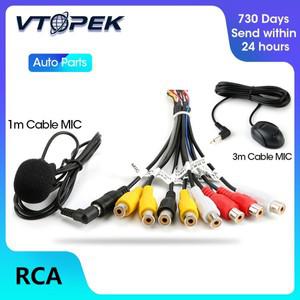 Vtopek 자동차 라디오 RCA 출력 와이어 케이블(마이크 포함) 비디오 출력/입력 오디오 서브우퍼 마이크 옵