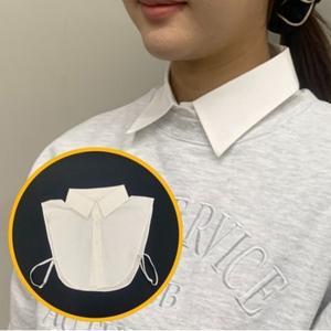코튼 페이크셔츠 클래식 목카라 화이트