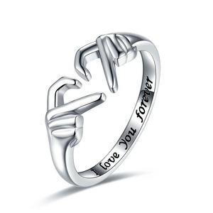 인테리어 시계 로맨틱 벽시계 하트 핸드 포옹 반지 남녀공용 I Love You Forever 커플 조정 가능한 손가락
