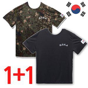 [에이크런]국산 로카티 블랙 육군 1+1 ROKA 쿨론 코리아아미 반팔티 학교반티 태극기 KOREA ARMY