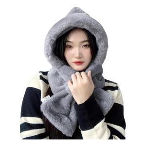[IXHIVCP0_4B]퍼 후드 머플러 (그레이)