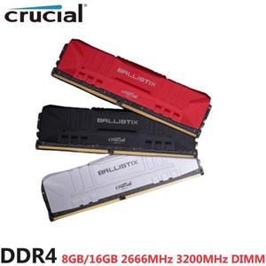 Crucial Ballistix 데스크탑 램 메모리, XMP 오버클러킹, DDR4 8GB, 16GB, 2666MHz, 3200MHz, 언버퍼드 DIM