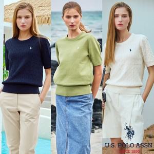 [U.S POLO ASSN.] 25Summer 반팔 라운드 니트 여성 3종