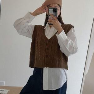 옷자락 여자 가을 베스트 레이어드 버튼 조끼