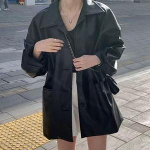 [OFM85972]하프 가죽 자켓 오버핏 봄가을 좋은 자켓