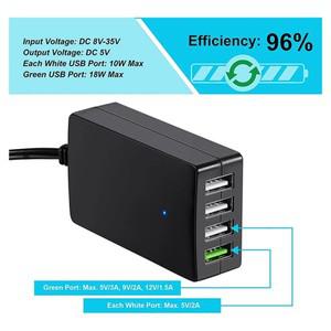 B64C배터리 클립이 포함된 휴대용 DC, 12V/24V ~ 5V 4포트 USB 충전기 멀티포트 어댑터 기타 스마트폰 및